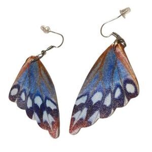Blue & Red Butterfly Wing Earrings